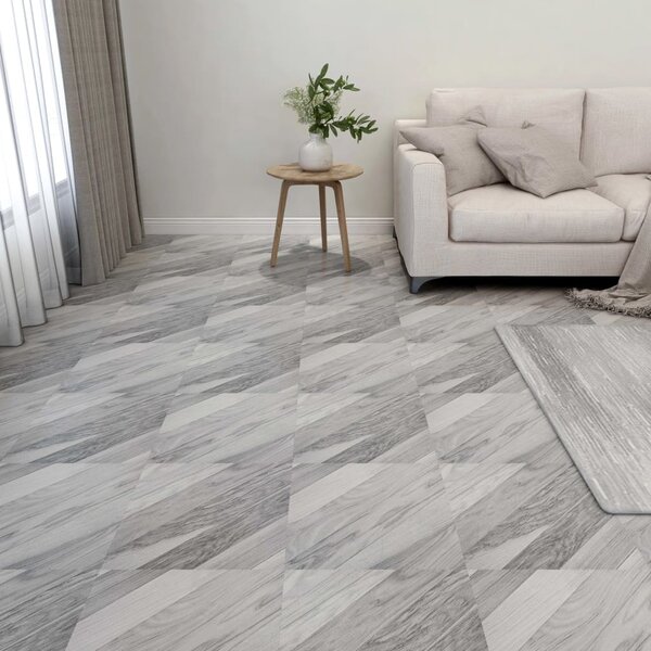 Självhäftande golvplankor 55 st PVC 5,11 m² grå ränder
