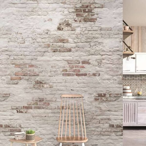 DUTCH WALLCOVERINGS Fototapet Old Brick Wall beige och brun