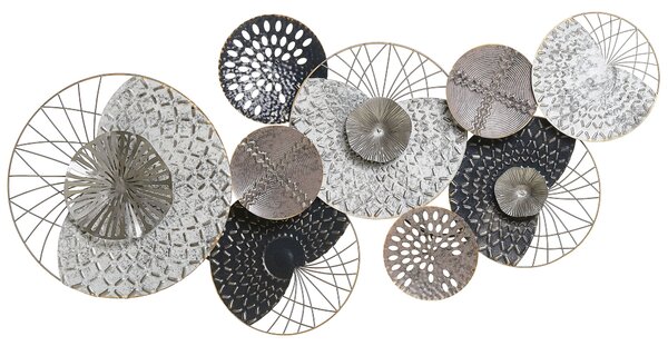Väggdekoration Svart och Silver Cirklar Metall Väggkonst Modern Stil Beliani