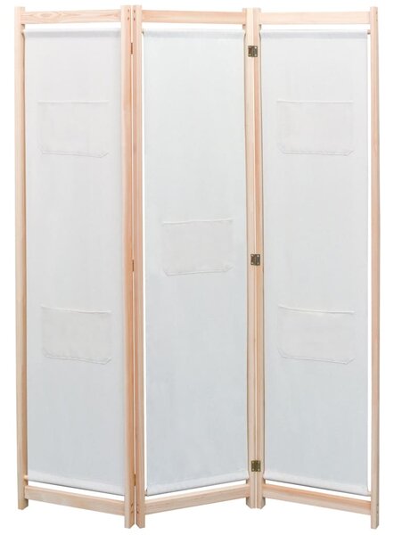 Rumsavdelare 3 paneler gräddvit 120x170x4 cm tyg