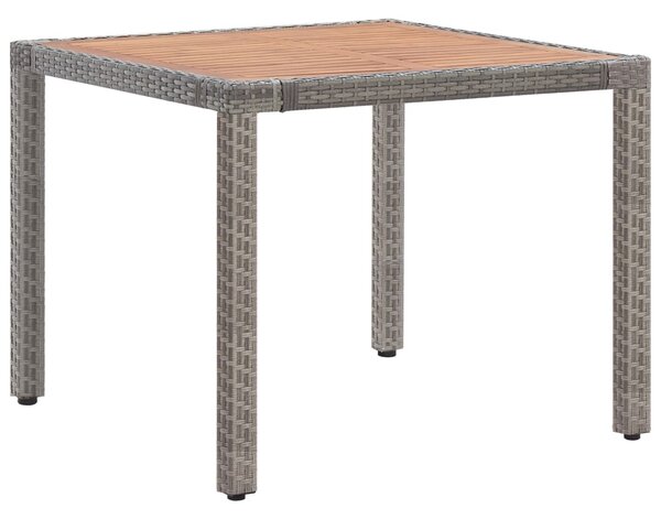 Trädgårdsbord grå 90x90x75 cm konstrotting massivt akaciaträ