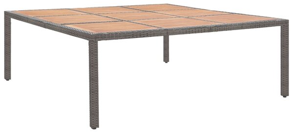 Trädgårdsbord grå 200x200x74 cm konstrotting och akaciaträ