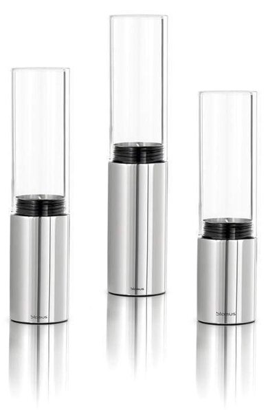 FARO värmeljushållare i polerat stål & glas 3 delar