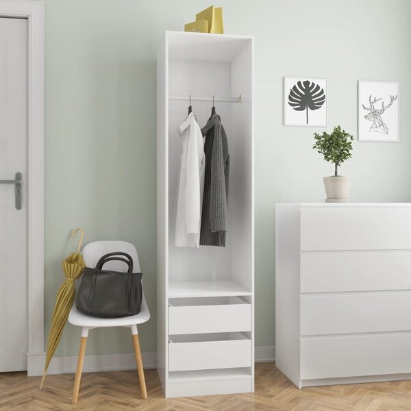 Garderob med lådor vit högglans 50x50x200 cm konstruerat trä