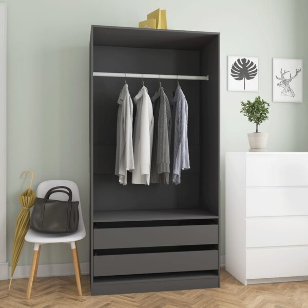 Garderob grå 100x50x200 cm konstruerat trä
