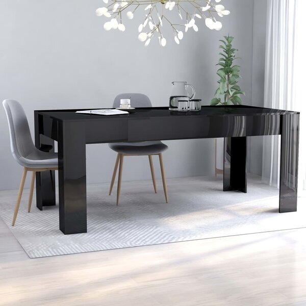 Matbord svart högglans 180x90x76 cm spånskiva
