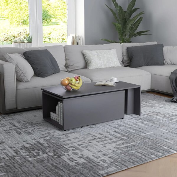 Soffbord grå 150x50x35 cm konstruerat trä