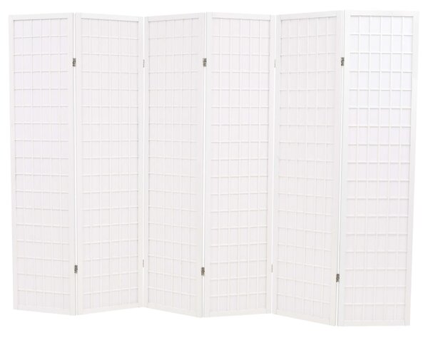 Rumsavdelare med 6 paneler japansk stil 240x170 cm vit