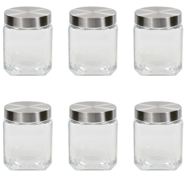 Förvaringsburkar i glas med silvriga lock 6 st 1200 ml