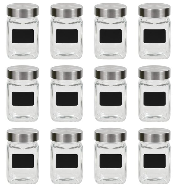 Förvaringsburkar i glas med etiketter 12 st 300 ml