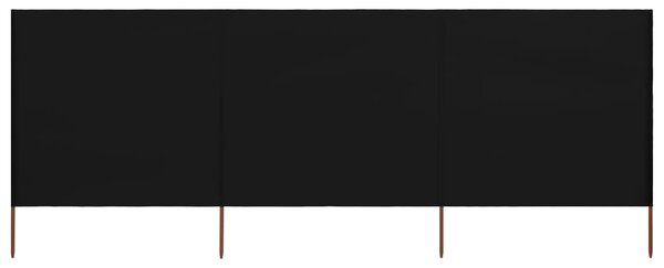 Vindskydd 3 paneler tyg 400x120 cm svart