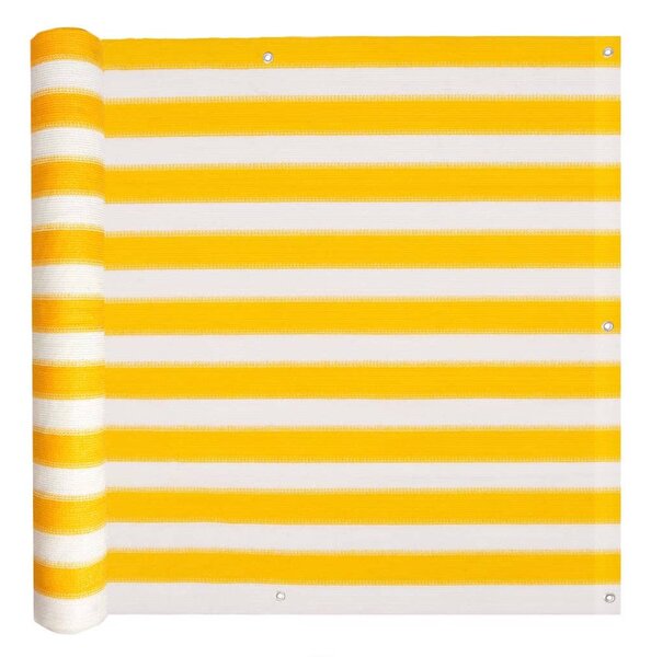 Balkongskärm HDPE 75x600 cm gul och vit
