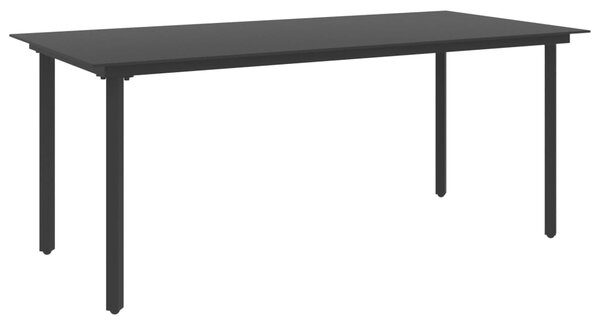 Trädgårdsbord svart 190x90x74 cm stål och glas