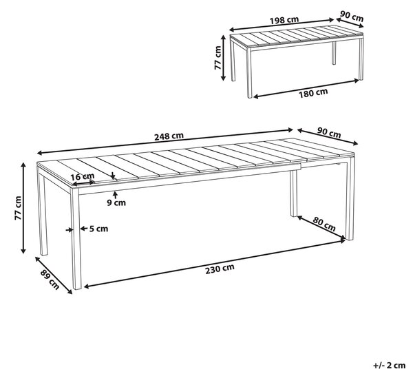 Förlängningsbart Trädgårdsbord Ljust Trä 198/248 x 90 cm Modern Stil Uteplats Möbler Beliani