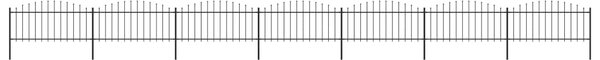 Trädgårdsstaket med spjuttopp stål (0,5-0,75)x11,9 m svart