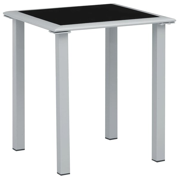 Trädgårdsbord svart och silver 41x41x45 cm stål och glas