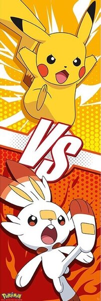 Poster, Affisch Pokemon - Pikachu and Scorbunny, (53 x 158 cm)