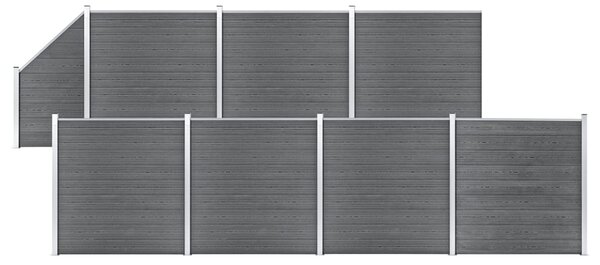 WPC-staketpanel 7 fyrkantig + 1 vinklad 1311x186 cm grå