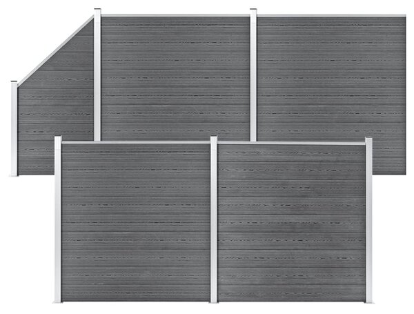 WPC-staketpanel 4 fyrkantig + 1 vinklad 792x186 cm grå