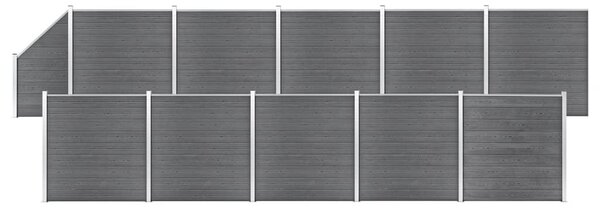 WPC-staketpanel 10 fyrkantig + 1 vinklad 1830x186 cm grå