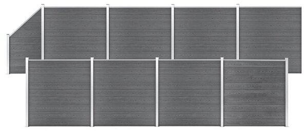 WPC-staketpanel 8 fyrkantig + 1 vinklad 1484x186 cm grå