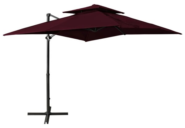 Frihängande parasoll med ventilation 250x250 cm vinröd