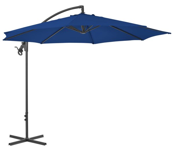 Frihängande parasoll med stålstång 300 cm azurblå