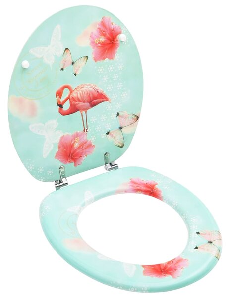 Toalettsits med lock MDF flamingo