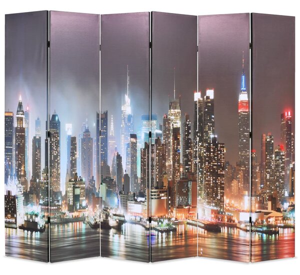 Hopfällbar rumsavdelare New York i nattetid 228x170 cm