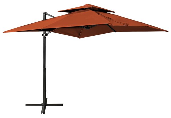 Frihängande parasoll med ventilation terrakotta 250x250 cm