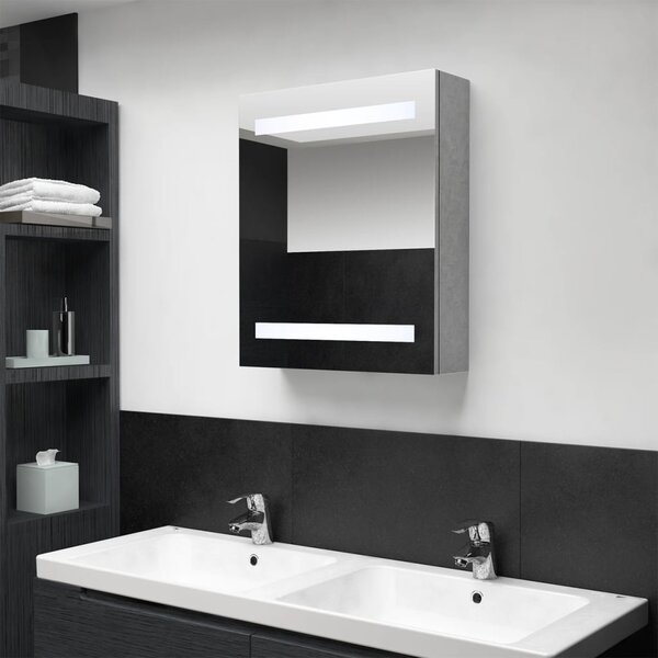 Spegelskåp med LED betonggrå 50x14x60 cm