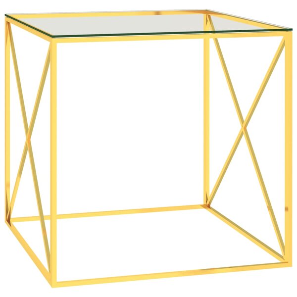 Soffbord guld 55x55x55 cm rostfritt stål och glas