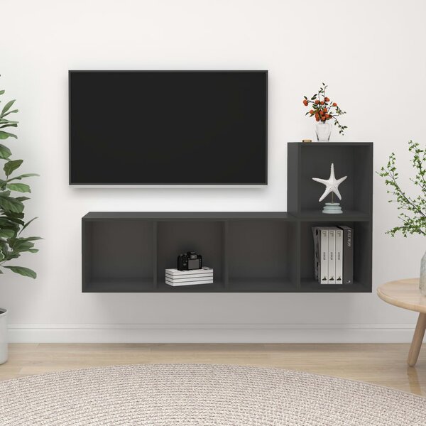 TV-skåp 2 delar grå konstruerat trä