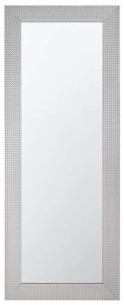 Väggmonterad Hängande Spegel Silver 50 x 130 cm Vertikal Vardagsrum Sovrum Gesso Finish Beliani