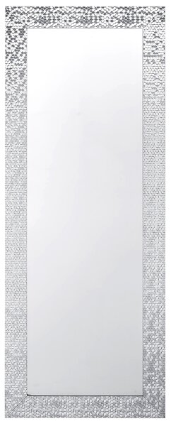 Hängande Väggspegel Silver 50 x 130 cm Vertikal Vardagsrum Sovrum Gesso Finish Beliani
