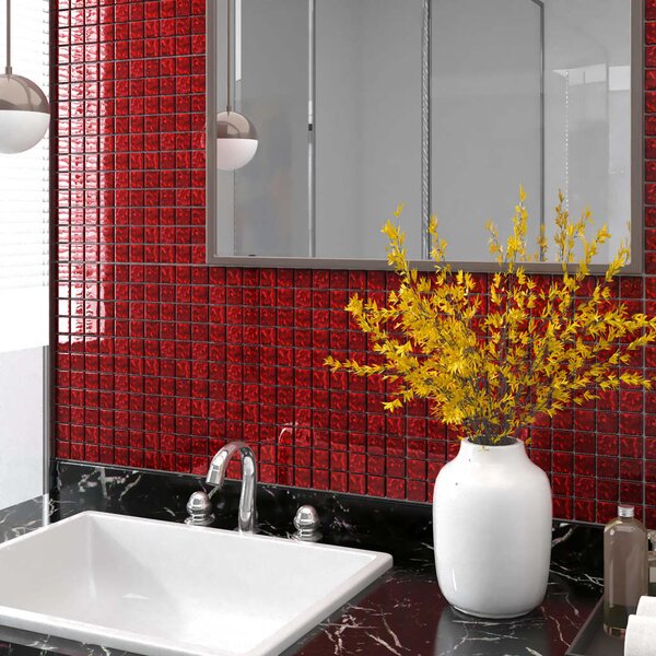 Mosaikplattor 11 st röd 30x30 cm glas