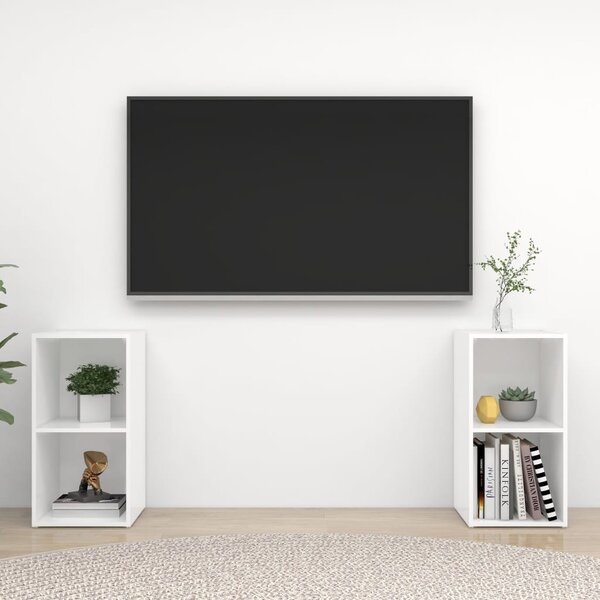 TV-skåp 2 st vit högglans 72x35x36,5 cm konstruerat trä