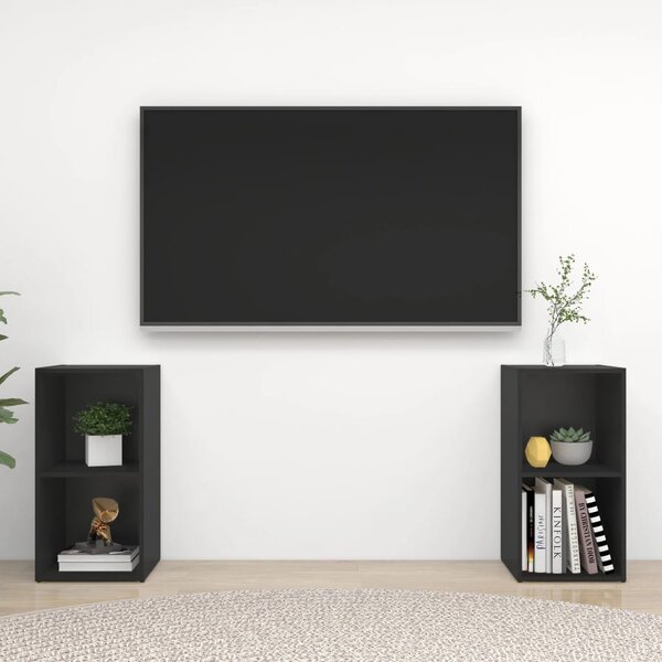 TV-skåp 2 st svart 72x35x36,5 cm konstruerat trä