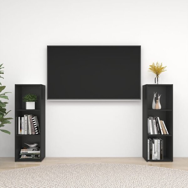 TV-skåp 2 delar svart 107x35x37 cm konstruerat trä