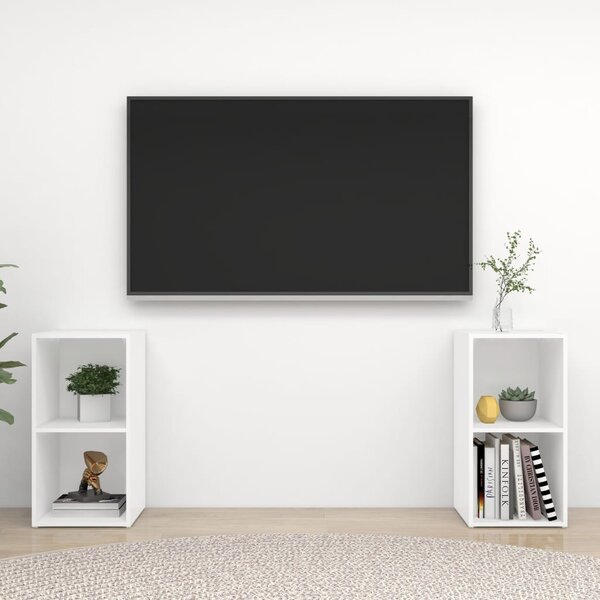 TV-skåp 2 delar vit 72x35x36,5 cm konstruerat trä