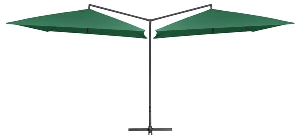 Dubbelt parasoll med stålstång 250x250 cm grön