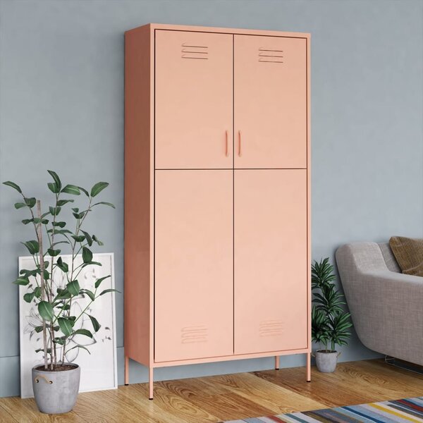 Garderob 90x50x180 cm rosa stål