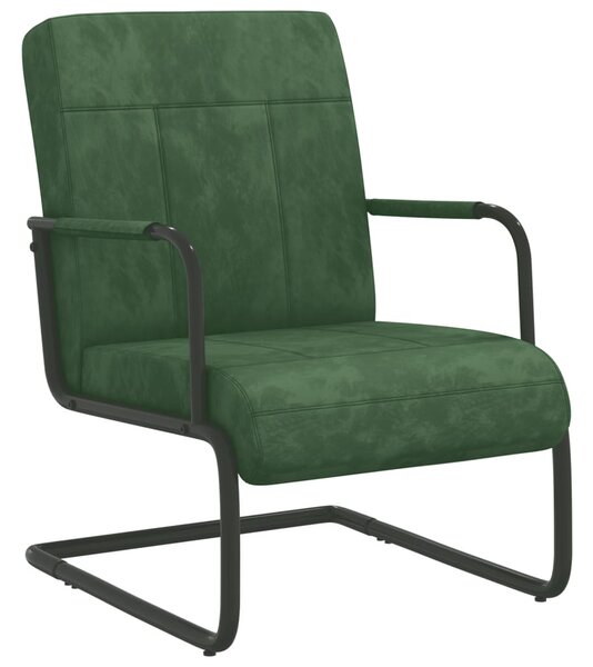 Fribärande stol mörkgrön sammet
