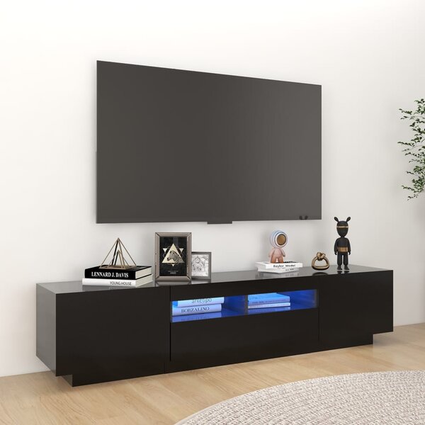 TV-bänk med LED-belysning svart 180x35x40 cm
