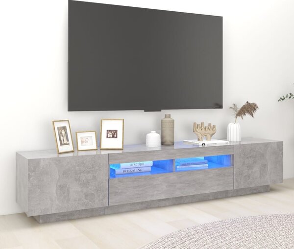 TV-bänk med LED-belysning betonggrå 200x35x40 cm