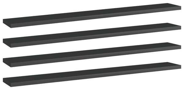 Hyllplan 4 st svart högglans 80x10x1,5 cm spånskiva