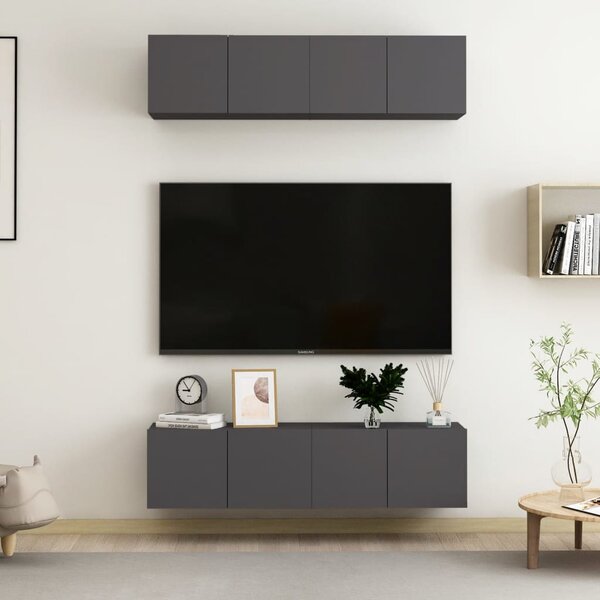 TV-skåp 4 st grå 60x30x30 cm spånskiva