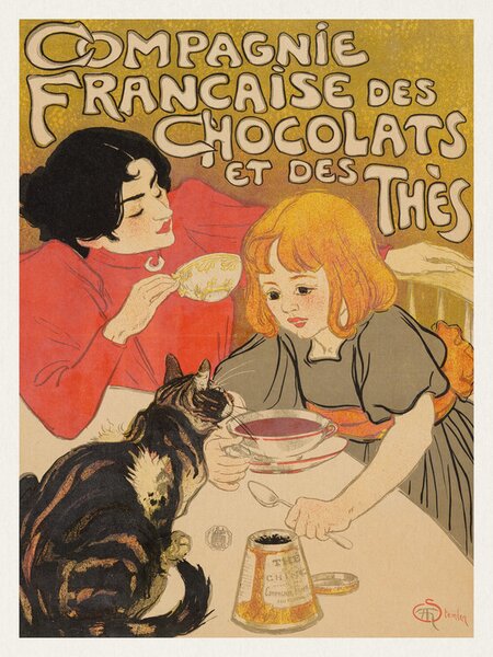 Bildreproduktion Compagnie Française des Chocolats et des Thés (Vintage French Cat Poster) Théophile Steinlen