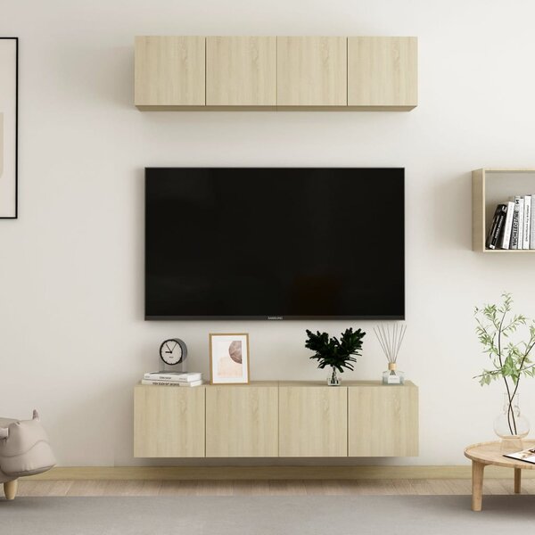 TV-skåp 4 st sonoma-ek 60x30x30 cm konstruerat trä