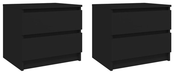 Sängbord 2 st svart 50x39x43,5 cm konstruerat trä